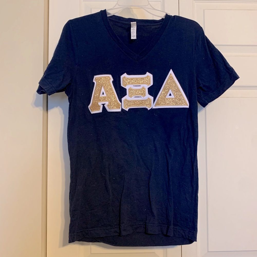 Navy Alpha Xi Delta letters v-neck